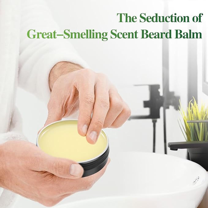 Beard Balm 5% Concentration Biotin Beard Balm for Men (2 oz) - Natural Mens Beard Oil with Castor OilArgan Oil Jojoba Oil and VitaminThickening for BeardBeard Growth Softener