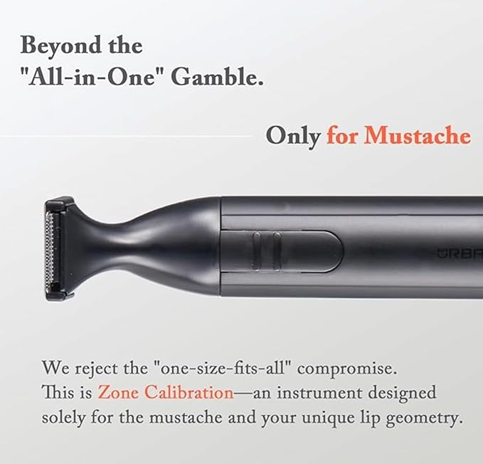 URBANER Precision Mustache Trimmer USB Rechargeable Detail Grooming Tool with Japanese Steel Blade IPX8 Waterproof Lightweight Trimmer