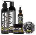 Badass Beard Care Complete Beard Care Kit - 5 Full Size Essentials - Includes Beard Oil Beard Balm Beard Butter Wash and Conditioner - Promotes Fuller &amp Thicker Beard Growth (The Ladies Man)