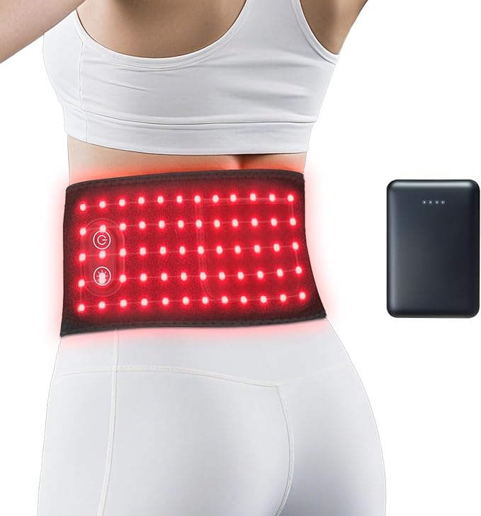 Red Light Therapy for Body with 8000mAh Power Bank – 5050 60LED 3-Chip (660+850+660nm) 3 Modes / 2 Temp Levels / 3 Timers – Portable Wrap with Pocket &amp USB-C Cable