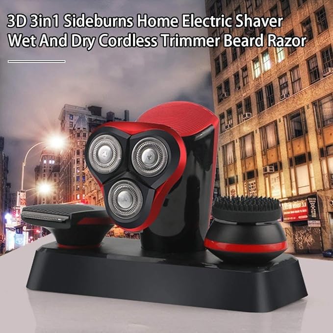 Electric ShaversUSB Rechargeable Wet/Dry Electric Shaver 3 in 1 Waterproof 3D Men Rotary Shaver Cordless Facial Cleaning Brush for Men Women