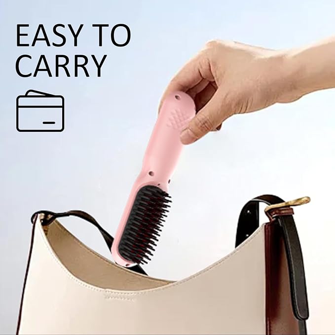 USB Rechargeable Hair Straightener Brush Fast Heating &amp 4 Temp Settings Anti-Scald Brush for Professional Home Constant Temperature Hair Tool