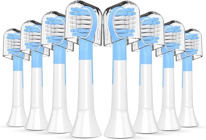 Kids Replacement Toothbrush Head Compatible with Philips HX6032/94HX6320HX6340HX6321HX6330HX6331 Replacement Brush Heads for 3-7 Years Old Kids (Mini Size)(4pcs Blue+4pcs Pink)