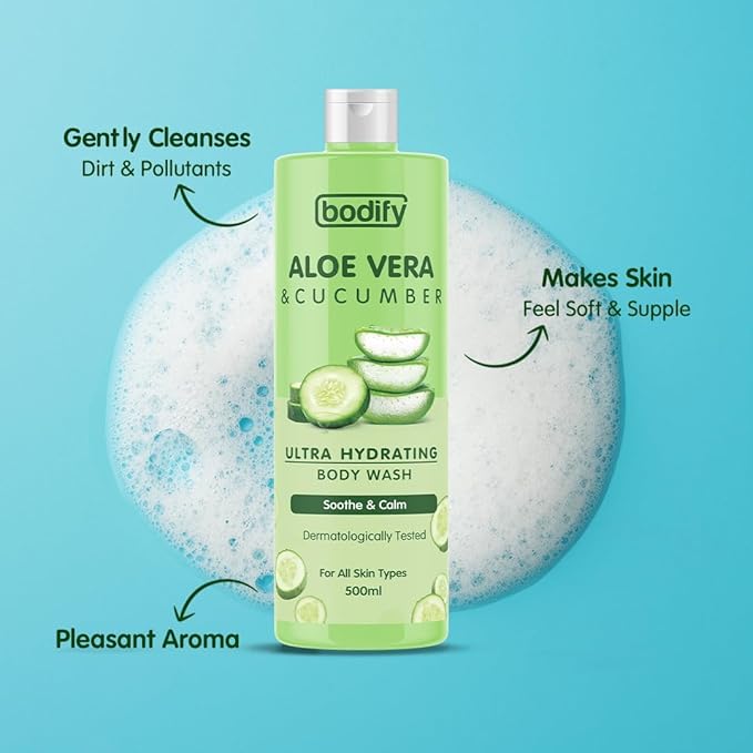 Aloe Vera &amp Cucumber Ultra Hydrating Body Wash 500 Ml | Soothe &amp Calm | Paraben Free | All Skin Types