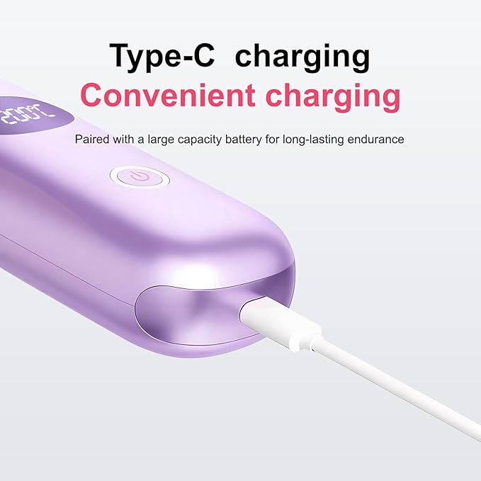 Go Brush Pro Portable Cordless Hair Straightener Brush for Travel Fast Heating Straightening Comb with LCD Display &amp °F/°C Switch Rechargeable Anti-Frizz Styling Tool for Smooth Shiny Hair (Purp