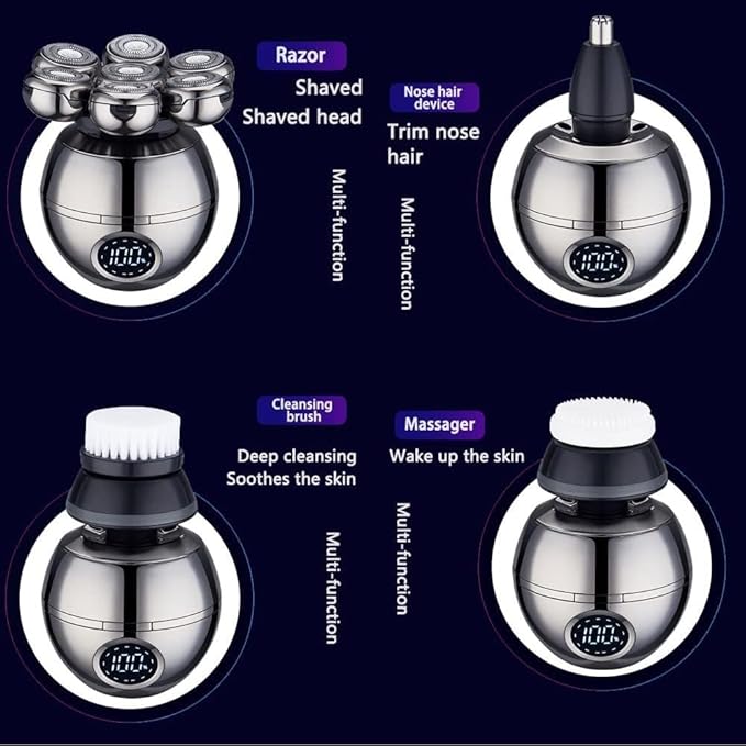 Head Shaver for Men 5 in 1 Shaver Electric Shaver Men Grooming Kit Wet Dry Beard Hair Trimmer Electric Razor Rechargeable Bald Head Shaving Machine LCD Display