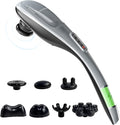 MEGAWISE Handheld Back Massager | Deep Tissue Percussion Massage for Back Neck Shoulders Waist and Legs (Cordless Silver)