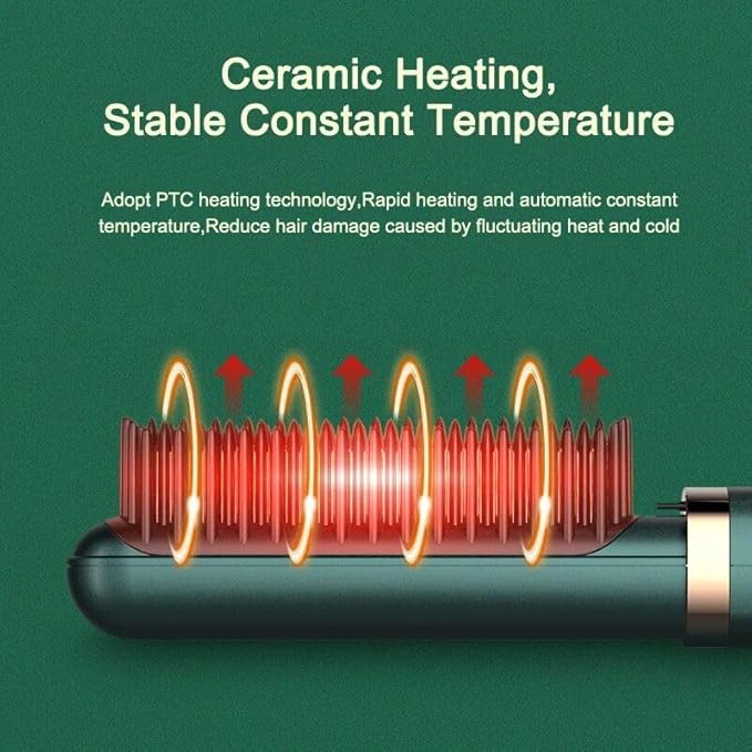Generic Electric Professional Hair Straightener Brush Curling hot Comb Green