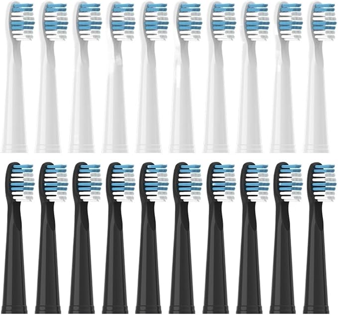 Replacement Brush Heads Compatible for Electric Toothbrushes E1-9/SG2303/SG575 Vacuum Packing(10white10black)