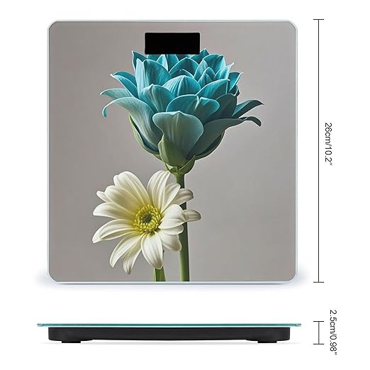 Teal and Flower Scale for Body Weight Digital Bathroom Scale Toughened Glass High Precision Scales for Body Weight with Large LCD Backlight Display Weight Scales