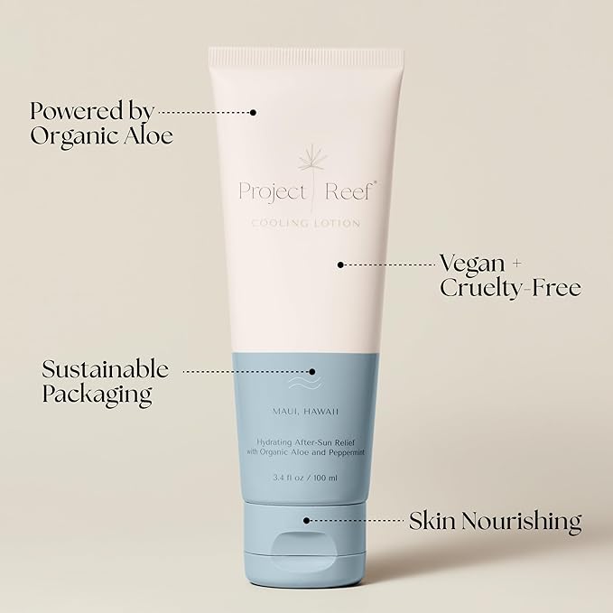 Project Reef After Sun Cooling Lotion &amp SPF 50 Sunscreen Stick Bundle - Reef Friendly Ocean Safe Nourishing Vegan Sunscreen for All Ages No White Residue Sustainable Packaging