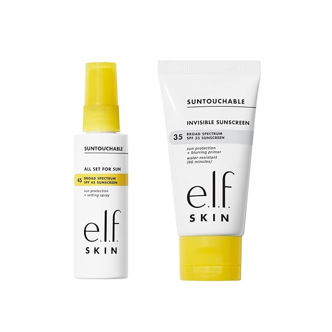 e.l.f. SKIN Suntouchable Fun in the Sun Duo Includes All Set For Sun Setting Spray SPF 45 &amp Invisible Sunscreen SPF 35 Vegan &amp Cruelty-Free