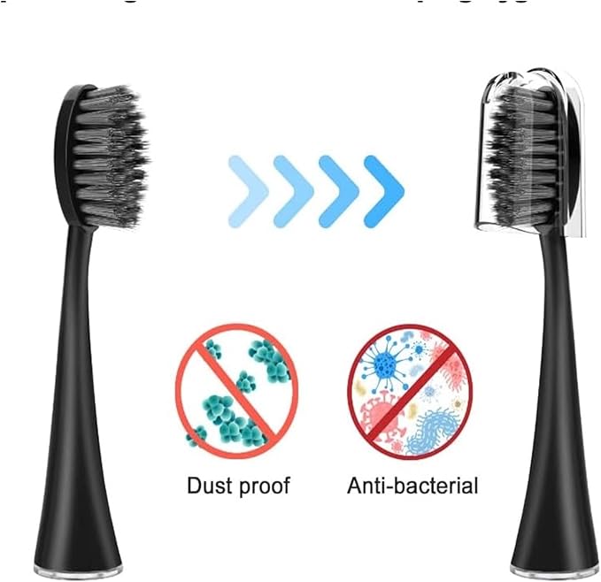 10 Replacement Brush Heads for Burst Pro Electric toothbrushes Soft Charcoal bristles with dust caps(10pcs Pink)