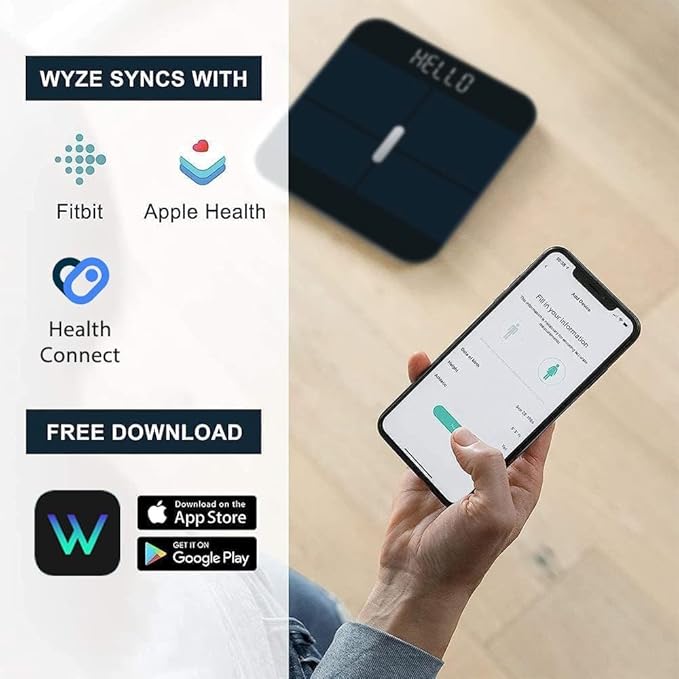 Wyze Smart Scale X - Digital Bathroom Scale for Body Weight BMI Body Fat Muscle Mass Heart Rate Monitor | Sync with Health Apps | Body Composition Analyzer for People Baby &amp Pet 400 lbs (Nav
