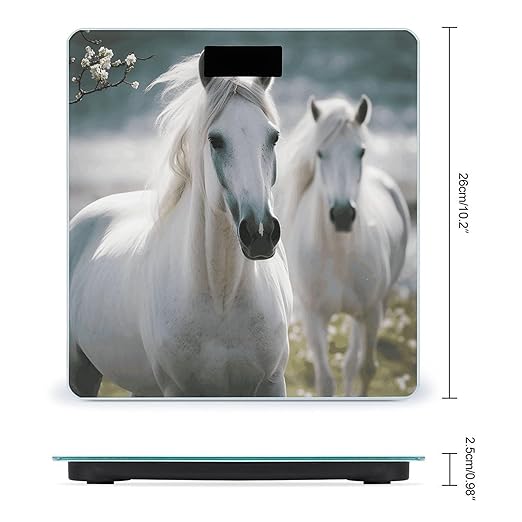 Digital Bathroom Scale for Body Weight Scale with Bright LCD Display High Accuracy Step-On Technology Auto On/Off White Horses Digital Scales 400 Lbs /180kg