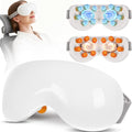 Eye Massager with Heat and Cooling for Migraines – 14 Massage Nodes for Eye Strain Relief Rechargeable Bluetooth Music Improve SleepEye Strain Relief Birthday Gifts for Women and Men(White)
