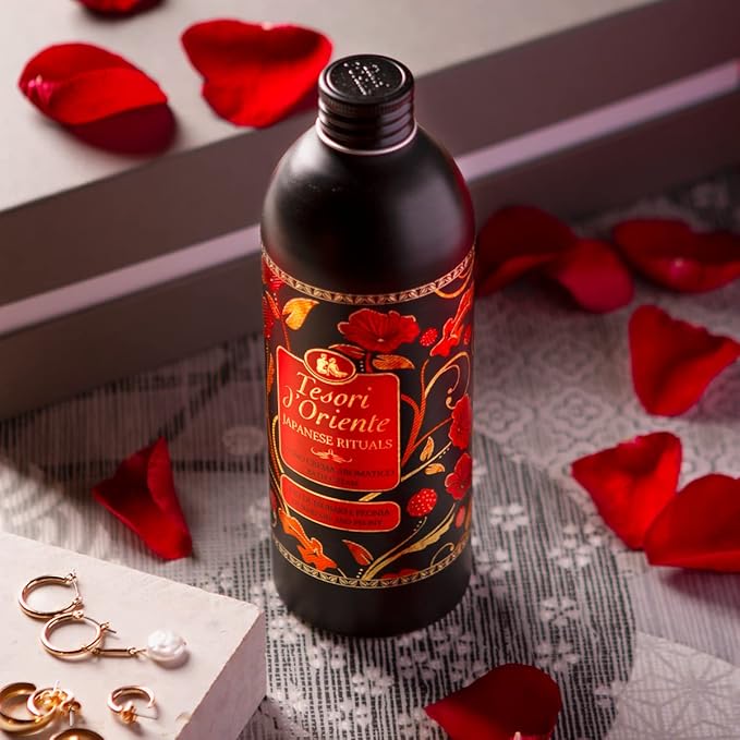 Tesori d'Oriente: Japanese Rituals Bath Cream with Tsubaki Oil and Peony 16.9 Fluid Ounce (500ml) Bottle [ Italian Import ]