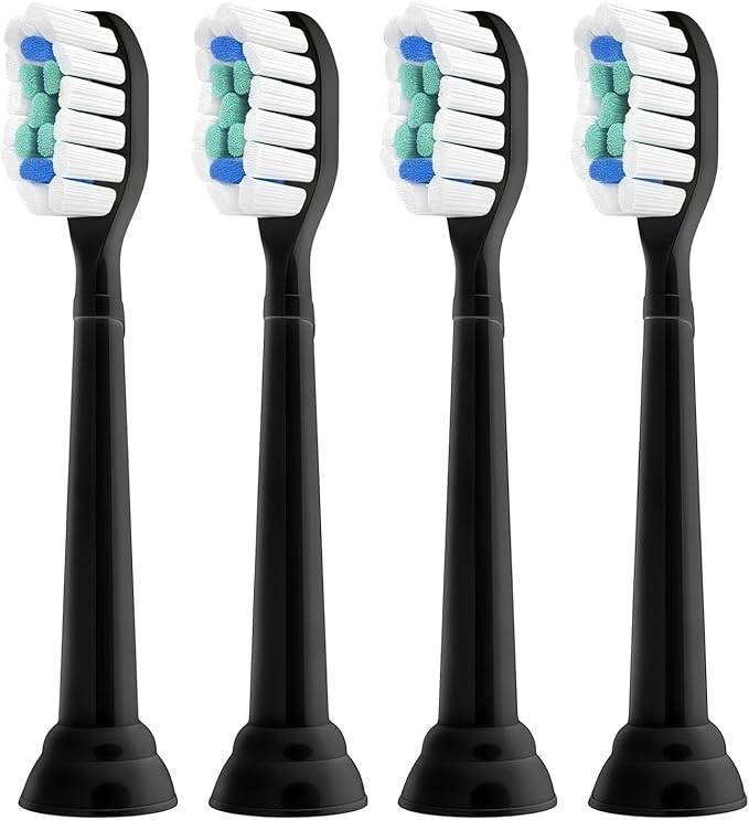 Replacement Toothbrush Heads Compatible with Philips Sonicare Electric Toothbrush Brush Head 1100 2100 4100 5100 5300 6100 7500(Black-4 Pcs)