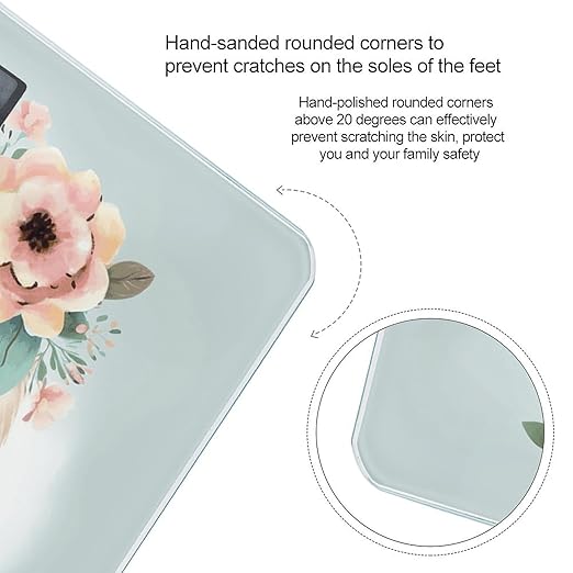 Cute Owl with Flowers Bathroom Scale Large LCD Backlight Display Digital Scale Rounded Corners Body Scales Automatic Power On/Off Bathroom Scales for Home Bedrooms