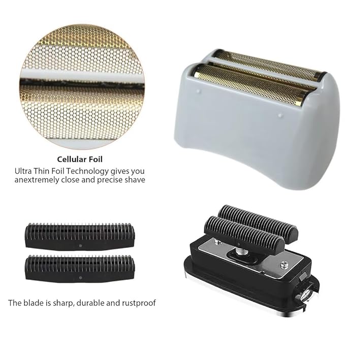 2-Sets Replacement Shaving Head &amp Cutter Blades with Hypo-Allergenic Gold Foil Head Compatible for Andis 17150(TS-1)/17155/17200