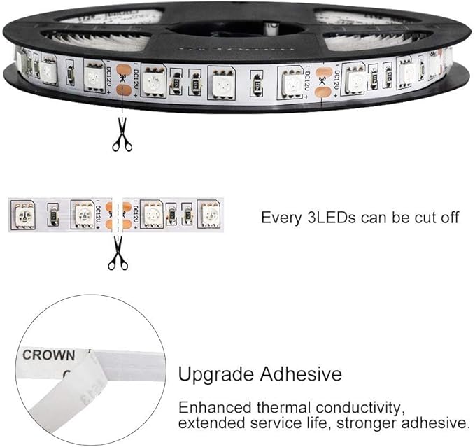 5M/16.4ft SMD5050 300LEDs Near Infrared 850nm NIR Single Chip DC12V 24W Flexible IR LED Strips Light Non-Waterproof 8mm Wide 60LEDs/M 4.8W/M Light Strip
