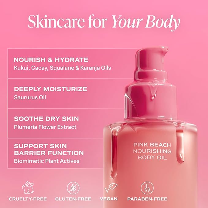 Saltair Serum Deodorant and Body Oil Bundle – Aluminum-Free AHA Deodorant 2 Pack (2 x 1.7oz) and Hydrating Pink Beach Body Oil (4oz) – Skincare Essentials for Daily Use