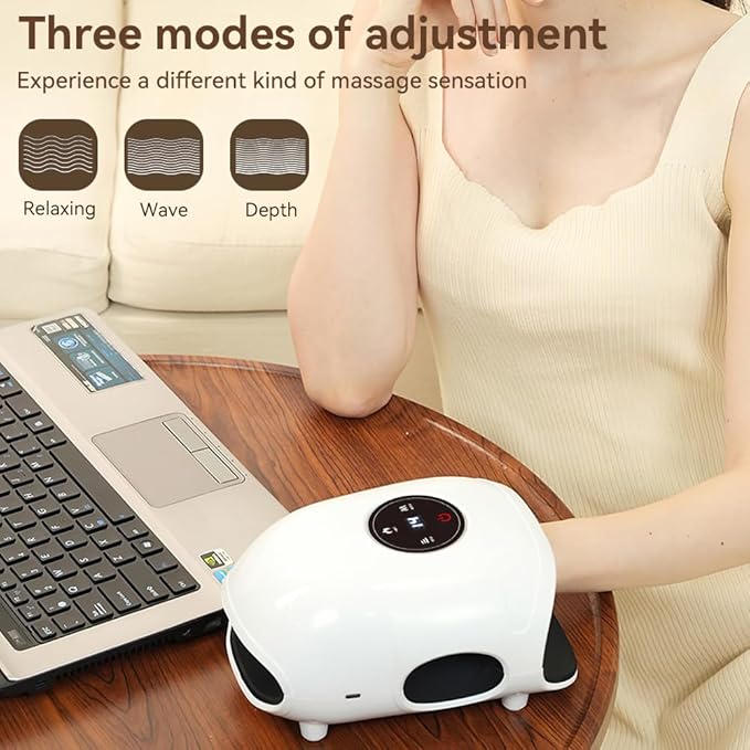Hand Massager with Heat and Compression Cordless Electric Hand Massager for Arthritis and Carpal Tunnel Hand Therapy with 3 Modes 5 Intensity Levels and 2 Heating Options White