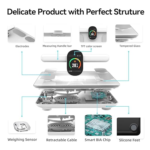 Fitdays Body Health Pod Scale View 5 Metrics Without Phone 8-Electrode Smart Scale with BMI Body Fat Muscle Mass Offline Body Composition Analyzer FSA&ampHSA Eligible