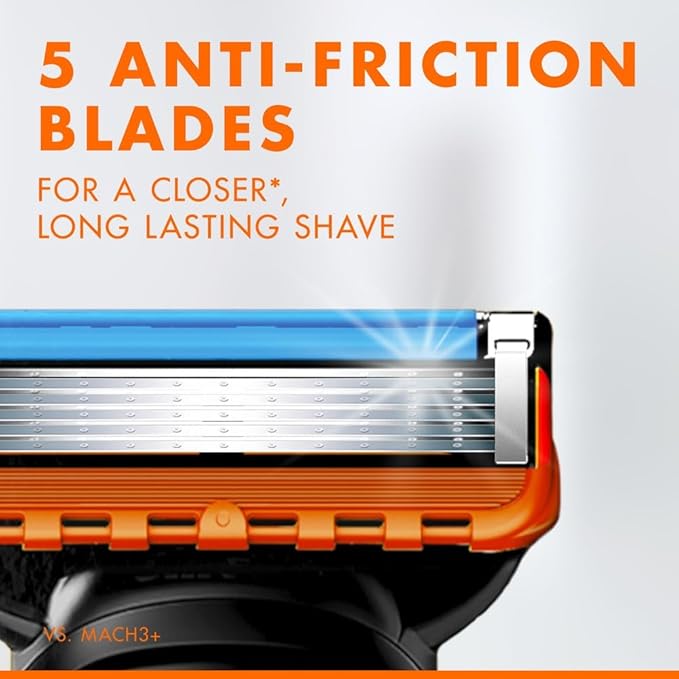 Gillette Fusion5 Razor Blades for Men with 5 Anti-Friction Blades for A Shave You Barely Feel