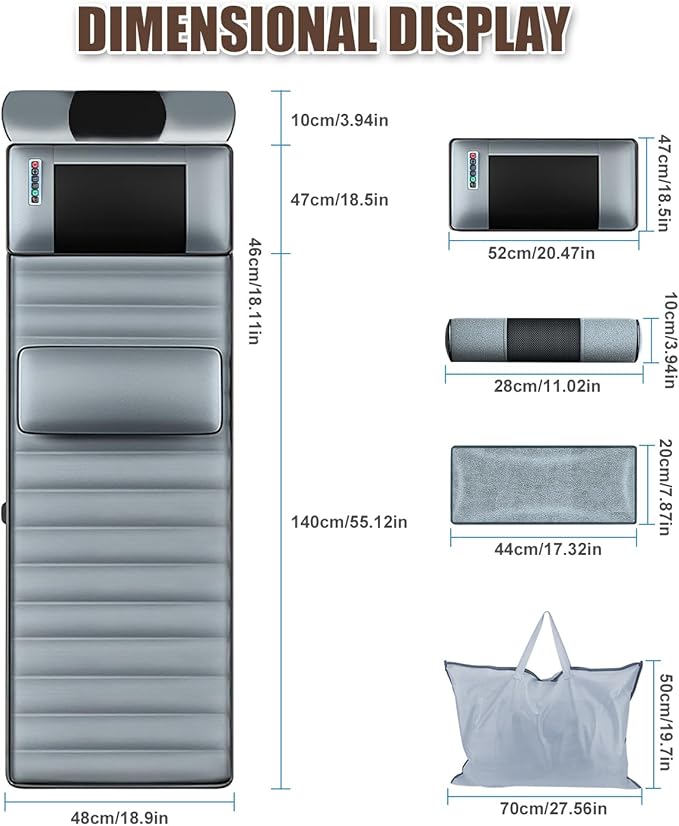 TeqHome Full Body Massage Mat with Heat Massager Pad with 10 Motors 9 Modes &amp 3 Timers Neck/Back Relief Anti-Slip for Bed/Sofa Gift for Men Women