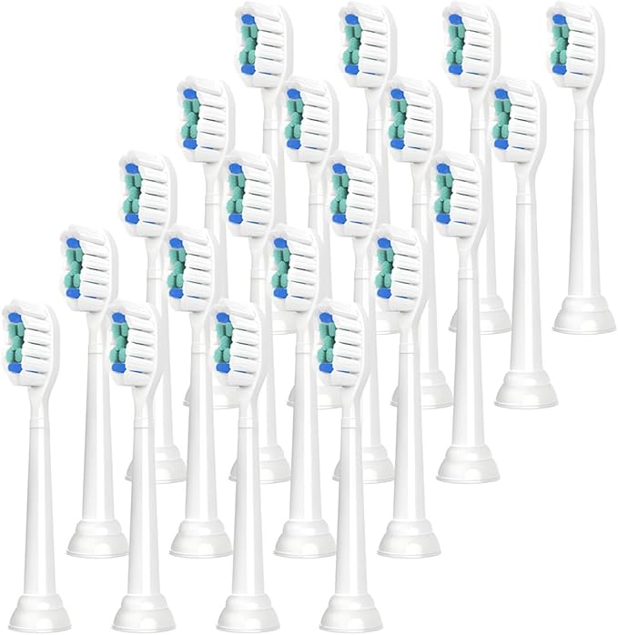 Compatible for Replacement Toothbrush Heads Compatible with Philips Sonicare Electric Brush Head 1100 2100 4100 5100 5300 6100 7500(White-20 Pcs)