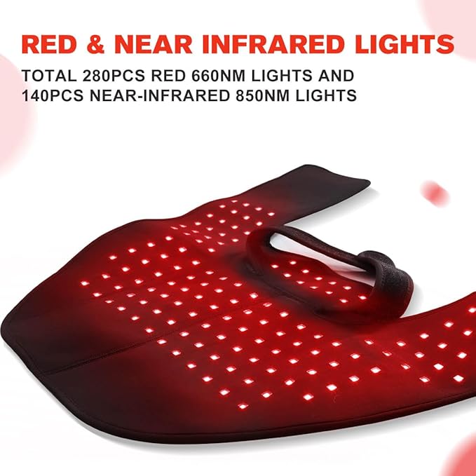 New RC2 Cordless Red Light Therapy for Neck and Shoulders Near Infrared Therapy Wrap Pulse Therapy for Pain Muscle Relief
