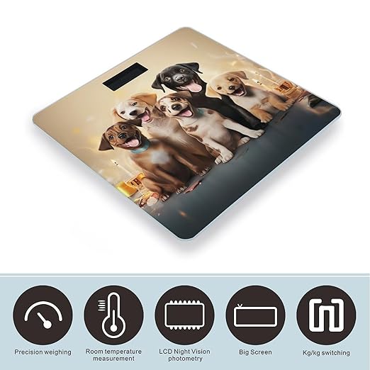 Dogs Happy Party Scale for Body Weight Highly Accurate Digital Bathroom Scale Sturdy Tempered Glass Weighing Scales with LCD Display Fashion Body Fat Smart Scales 400lb