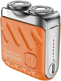 Luggage Mini Electric Rotary Dual Ring Pocket Beard Shaver Wet &amp Dry Shaving Cordless Rotary Shaver Portable Razor Suitcase Design USB Rechargeable for Home Travel (Orange)