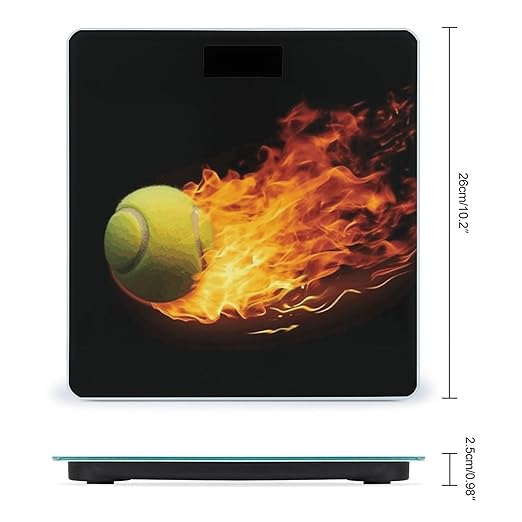 Burning Tennis Pictures Scale for Body Weight Accurate Digital Bathroom Scale Toughened Glass High Precision Scales Smart Weight Scales with Large LCD Backlight Display Weighing Machine
