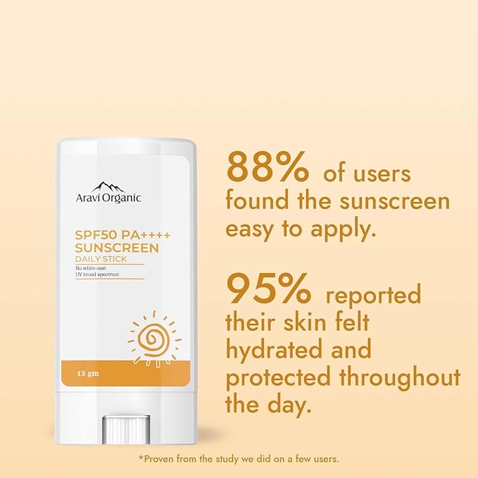 Ar.avi Org.anic Spf 50 Glow Sunscreen For All Skin Type Stick - Broad Spectrum - With Pa++++ Uva &amp Uvb Protection With No White Cast - For Men &amp Women - 13 Gm