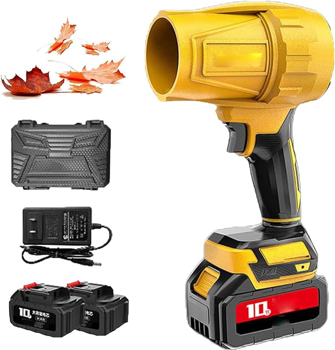 Cordless Turbo Hair Dryer 1000g Super Airflow Multifunctional Yard Cleaning Smart Quick-Change Battery Lightweight Handheld Design (Yellow)