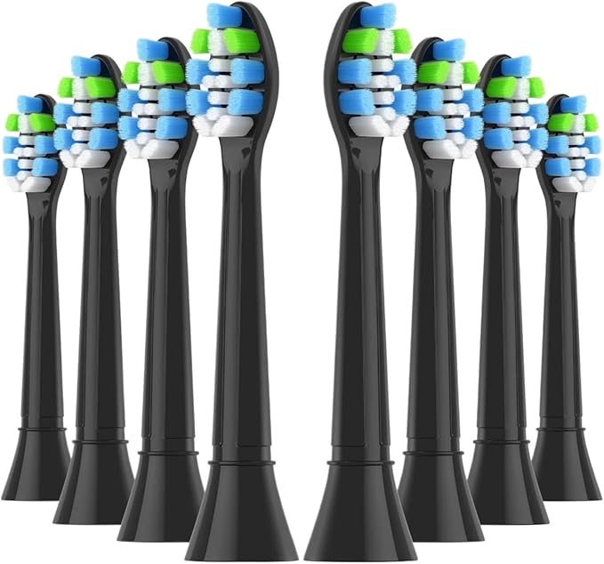 8pcs Replacement Toothbrush Heads Brush Head Compatible for Phips 4100 6500 6100 7500 5300(8pcs Blue-Black)