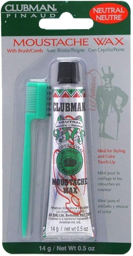 Clubman Moustache Wax Neutral 0.50 oz (Pack of 8)