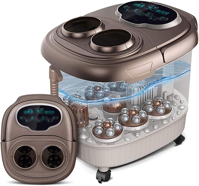 Foot Spa/Bath Massager with Motorized Rollers Shiatsu Massage Shower Heat Red Light Temperature Control Timer LED Display Drainage Pipe for Foot Stress Relief
