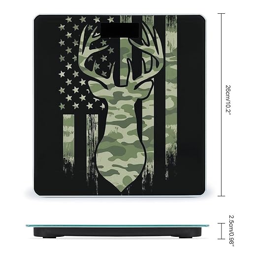 Automatic Switch Digital Bathroom Weighing Scale Smart Scale for Body Weight Camouflage American Flag Hunting Deer Camo Black