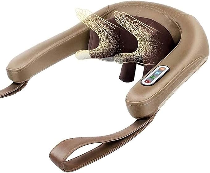 Shiatsu Back and Neck Massagerwith Electric Deep Tissue Kneading Massagefor Neck Back Shoulder Foot and Legs Use at Home Car Office Cream Color
