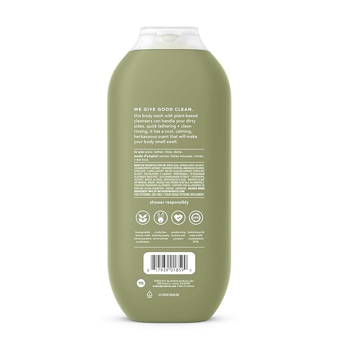 Method Men Body Wash Juniper + Sage Paraben and Phthalate Free 18 FL Oz (Pack of 6)