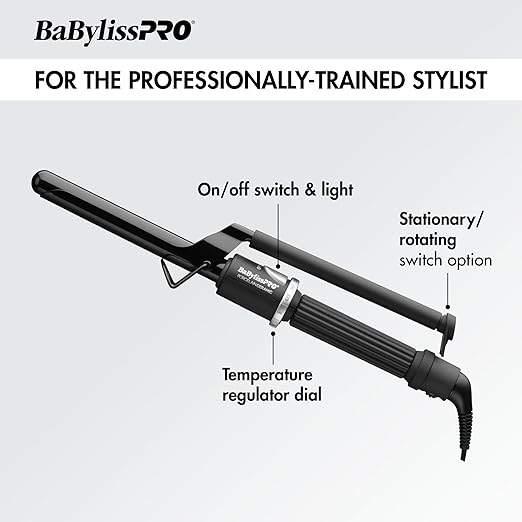 BaBylissPRO Curling Iron Porcelain Ceramic Marcel Hair Curler for Smooth &amp Stylish Waves