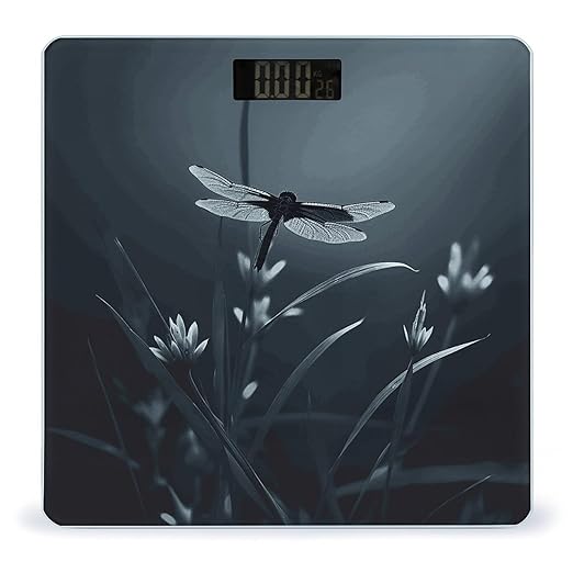Dragonfly Silhouette Bathroom Scale for Body Weight Bathroom Weighing Scale with Backlit LCD Display Highly Accurate Measures Weight Up to 180kg