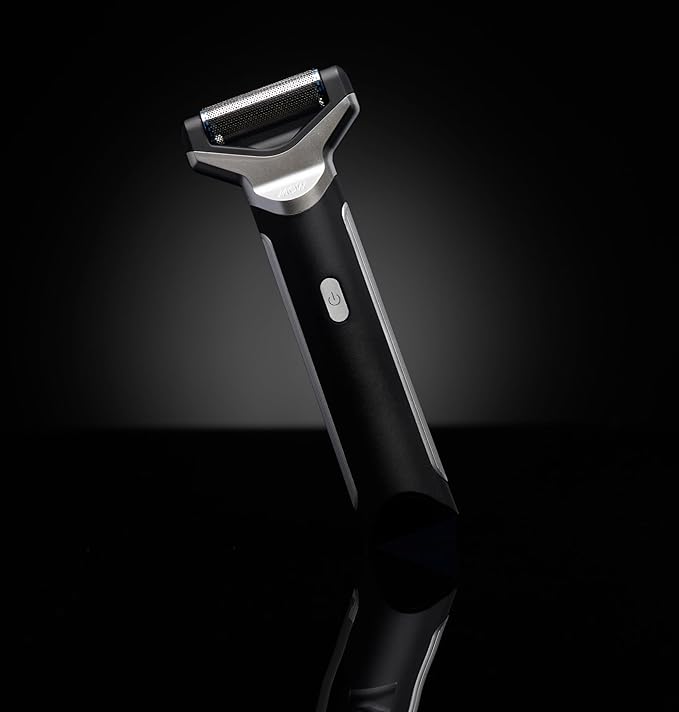 MOW on the GO Electric Shaver Portable Travel Razor with Rolling Head and Trimmer Blade Black and Silver Includes Carrying Case