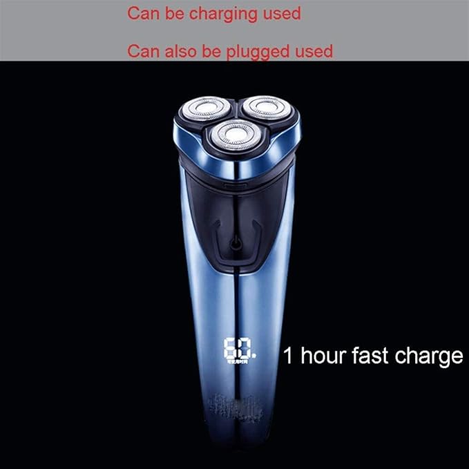 Electric Razor for Men Quick Rechargeable Wet and Dry IPX7 Waterproof Electric ShaverMen’s 3D Rotary Shaving Razor with Pop-up Beard TrimmerLCD Display