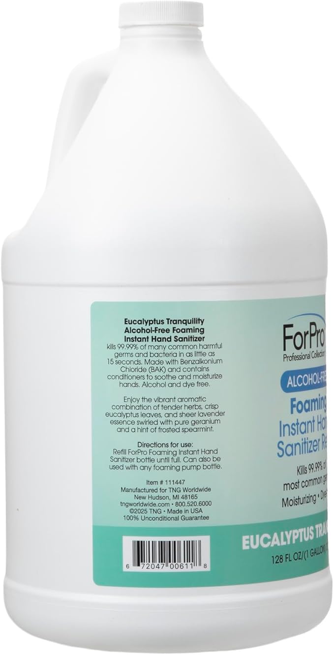 ForPro Alcohol-Free Foaming Instant Hand Sanitizer Moisturizing Dye-Free Formula Eucalyptus Tranquility Scent 1 Gallon (128 fl oz) Refill