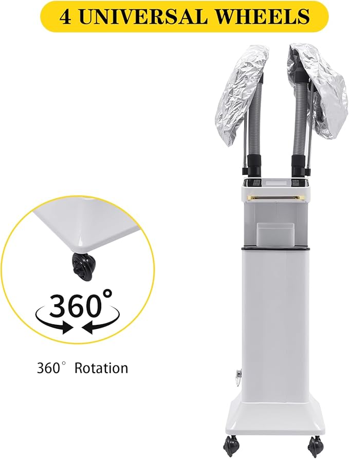 Vertical Nano Hair Steamer Nano Steamer Hair Dyeing Machine 650W Nano Hair Steamer Hair Color Processor with Touch Control 28.15oz Water Reservoir 2X Steam Caps White