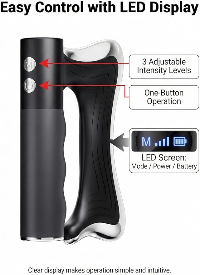 Full Body Contour Device with Heat &amp Ems Electric Fascia Scraper for Muscle Relief Skin Firming Lymphatic Drainage Cellulite Massager Sculptor for Belly Arm Waist Leg Circulation Support